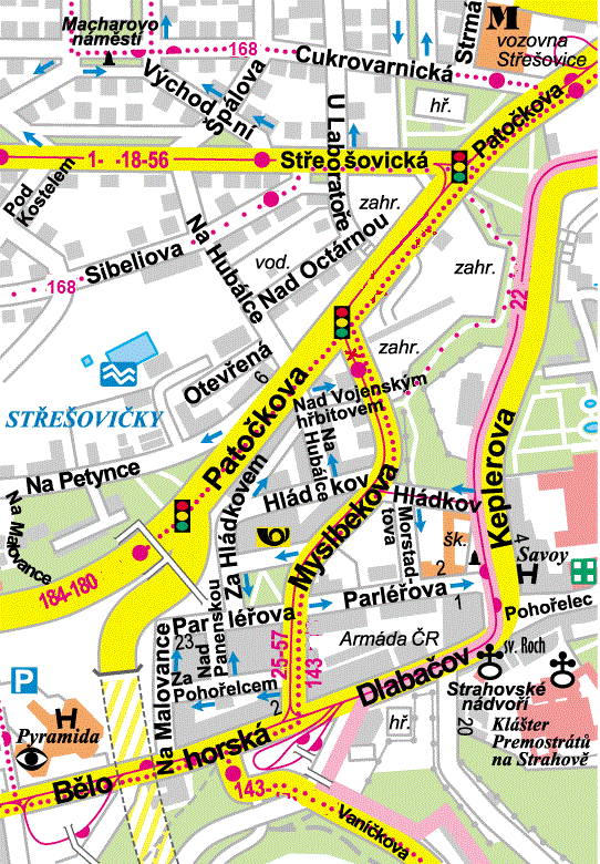Map of surroundings of Pyramida hotel