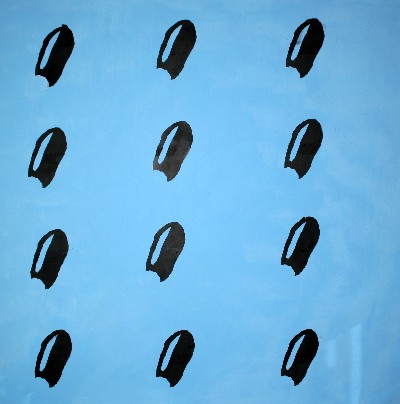 g) Letící baklažány olej  plátno(200x200cm)