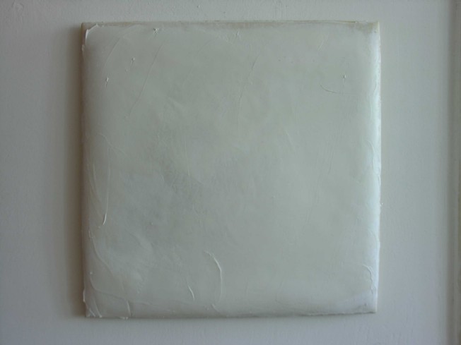 REGENERACE monochromie, materiál: koženka, krém, mast, 2006, 50x50x5cm