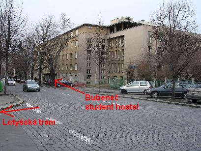 Bubenec hostel from Lotysska