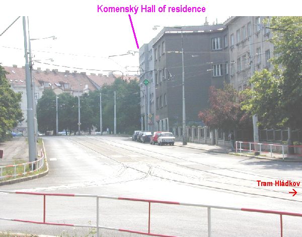 Kom. Hall from Hladkov tram stop