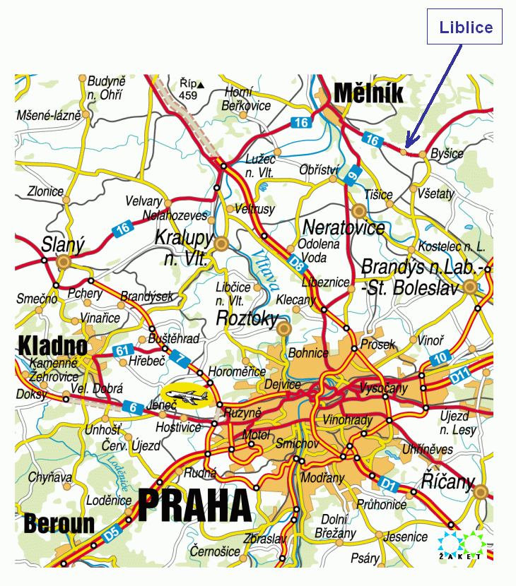 mapa Stř. Čech